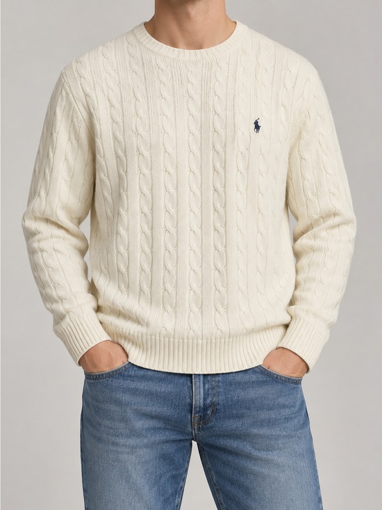 Ralph Lauren Other - NWT Polo Ralph Lauren Cable Knit Crewneck Sweater Cream Cotton Men's XL